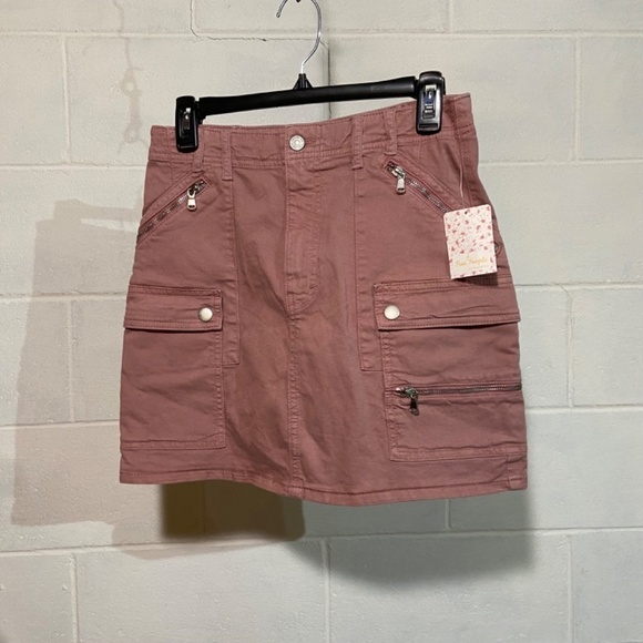 Free People Women's Avenue Denim Mini Skirt 28 Dusty Lilac Utility Cotton Boho - Picture 9 of 10